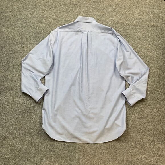 Lands End Shirt Mens 17 Tall Blue Bell Supima No Iron Oxford Button Down Classic - Picture 7 of 9